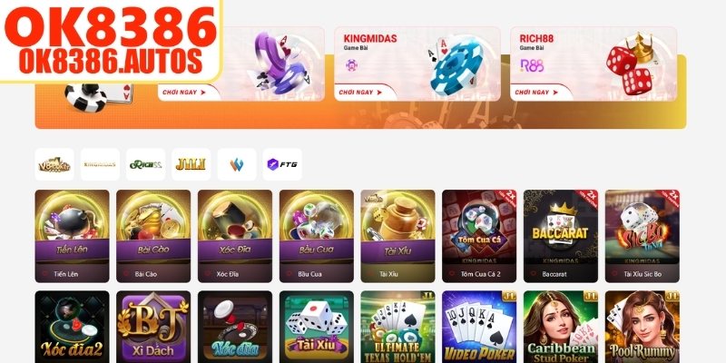 Sảnh game bài OK8386 và những thông tin cụ thể 