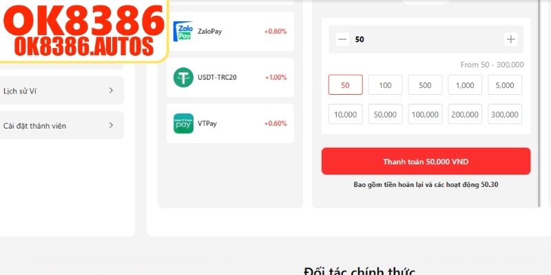 Phương pháp nạp tiền OK8386 bằng mã QR