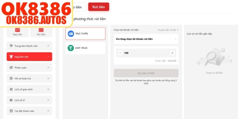Bảo mật rút tiền OK8386 khi nhận thưởng 