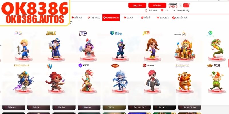 Tổng quan danh mục trò chơi OK8386 đa dạng